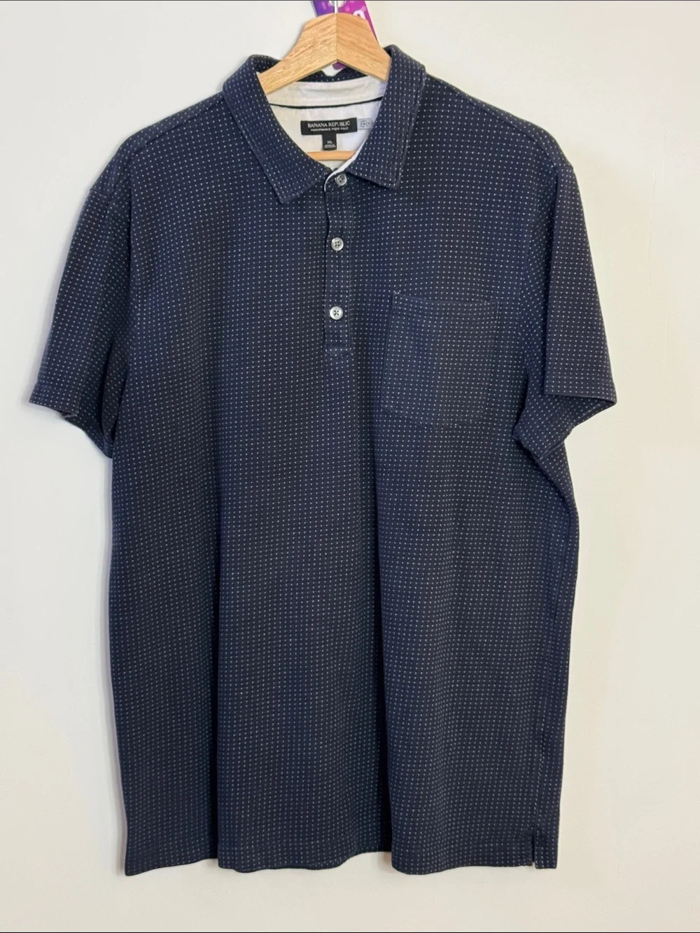 Banana Republic Navy Microdot Polo Shirt